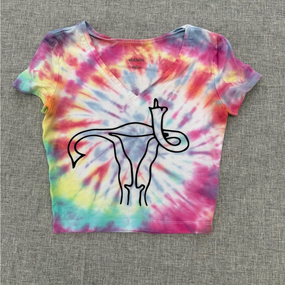 Wild Fable Tie-Dye Crop Top with Abstract Design